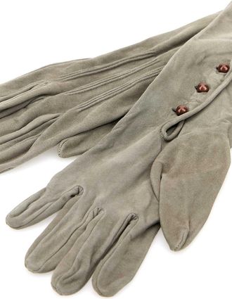 Prada Womens Suede Long Gloves Gray Lambskin