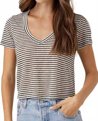 Sundays Stripe Linen Sister Tee In Mono Luxe Stripe