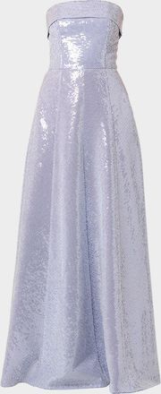 Shoshanna Bennett Strapless Striped Sequin Gown