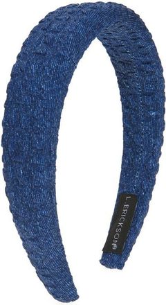L. Erickson Oakley Denim Seersucker Headband in Dark Wash at Nordstrom