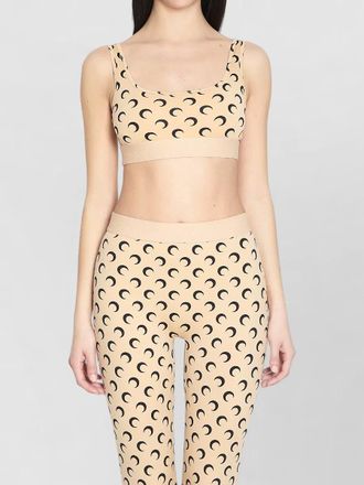 Marine Serre moon print scoop neck sport bra top