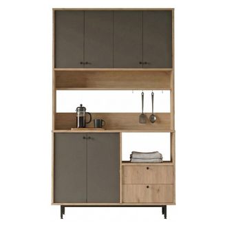 Dmora Creencia Pianella, Aparador 4 Estantes, 2 Cajones, 6 Puertas, 120x36x205h Cm Negro Antracita