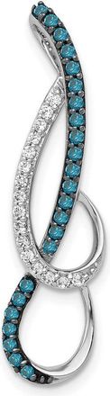 Diamond2Deal 14k White Gold 1/4ct. Blue and White Diamond Fancy Chain Slide Pendant