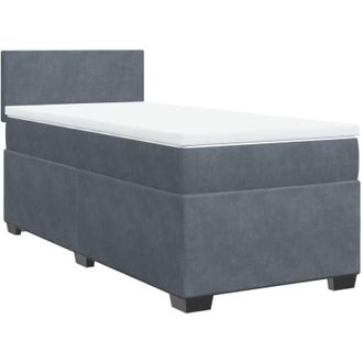 vidaXL Box Spring Bed with Mattress Dark Grey 90x190 cm Velvet Vidaxl