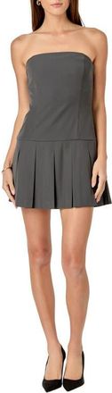 endless rose Pleated Strapless Drop Waist Minidress in Charcoal at Nordstrom, Size X-Small