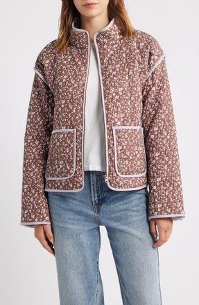 Thread & Supply Floral Quilted Jacket in Brown Combo at Nordstrom, Size Large