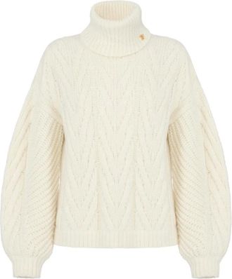 Elisabetta Franchi Truien & Vesten, Dames, Beige, 2Xl, Gebreide trui