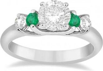 Allurez Five Stone Diamond and Emerald Engagement Ring 14k White Gold (0.44ct)