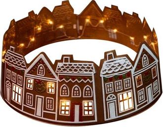 OEM Falda Para &Aacute;rbol De Navidad, Collar Para &Aacute;rbol De Navidad Con Forma De Casa Jengibre, Base &Aacute;rbol Navidad, Luces Led, 66 Cm, &Aacute;rbol Navidad, Dorado