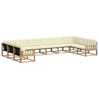 vidaXL Conjunto De Sof&aacute;s De Exterior Con Coj&iacute;n 10 Pcs Blanco Y Crema Vidaxl