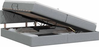 vidaXL Cama Con Almacenamiento Y Colch&oacute;n Gris Claro 200 X 200 Cm Vidaxl