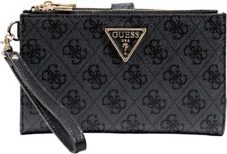 Guess Bedrukte Portemonnee met Rits en Knoopsluiting - Dames - Portefeuilles - Grijs - ONE Size - Accessoires