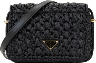 Prada Borsa a tracolla Bottone magnetico - Dames - Schoudertassen - Zwart - ONE Size - Leer - Tassen