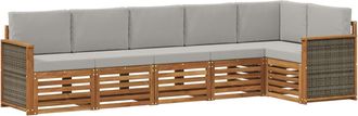 vidaXL Conjunto De Sof&aacute;s De Exterior 5 Uds. Natural Y Gris Claro Vidaxl