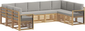 vidaXL Set Di Divani Da Esterno 9 Pz Bianco E Grigio Chiaro Poliestere Vidaxl