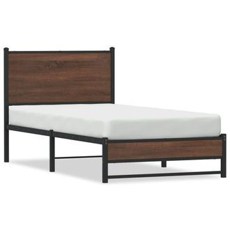 Berkfield Home Metal Bed Frame without Mattress Brown Oak 90x190 cm Single