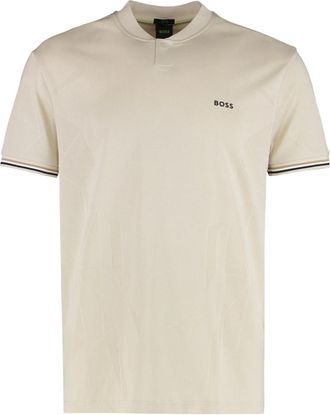HUGO BOSS T-shirt van technische stof - Heren - T-shirts - Beige - S - Polyester - Tops
