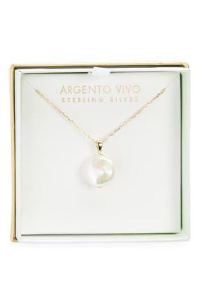 Argento Vivo Faux Pearl Pendant Necklace in Gold at Nordstrom Rack