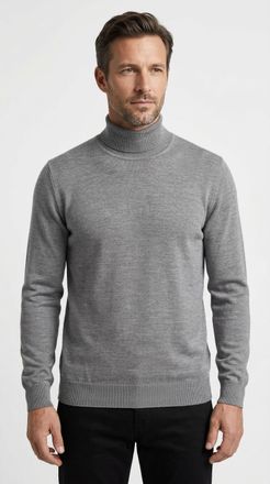 Olymp Rollkragenpullover OLYMP OLYMP Strick Casual, Herren, Gr. 3XL, grau (silbergrau), Strick, Obermaterial: 100% Schurwolle, regular fit, Strickb&uuml;ndchen, 