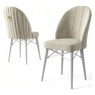 Dmora Silla Perillis, 6 Sillas, Acolchado, Soporta 120 Kg, Blanco Crema