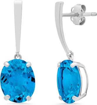 MAX + STONE 14k Yellow or White Gold 10x8mm Oval Cut Gemstone Drop Dangle Earrings