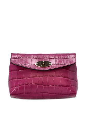 Mulberry Darley crocodile-embossed clasp makeup bag - Pink