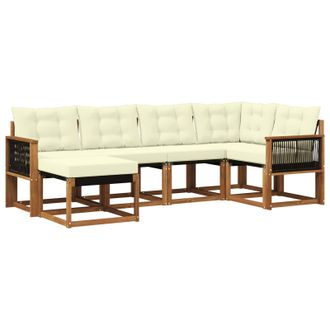 vidaXL Conjunto De Sof&aacute;s De Exterior Con Coj&iacute;n 6 Pcs Natural Y Crema Vidaxl