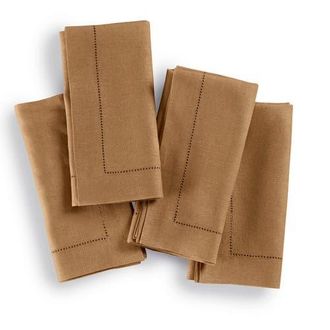 Solino Home Linen Dinner Napkins - Medium Weight Hemstitch, 20 x 20 in Tobacco Brown at Nordstrom, Size Large