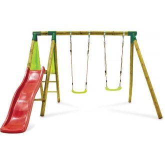 Habitat et Jardin Columpio De Madera kida - Con 1 Tobog&aacute;n Y 2 Columpios