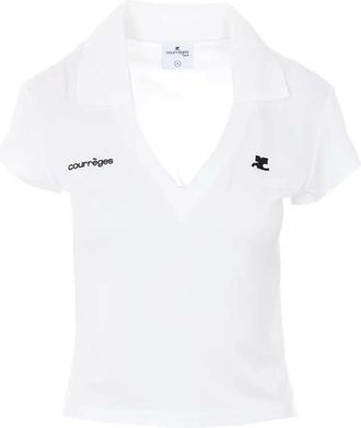 Courr&egrave;ges T-Shirt mit V-Ausschnitt