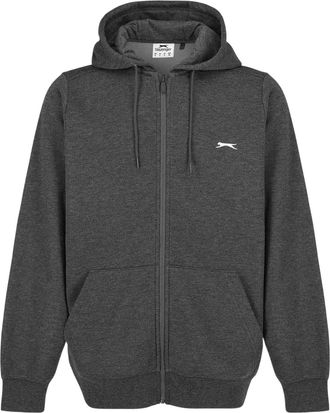 Slazenger Heren Polycotton Full Zip Hoodie (Houtskool mergel)