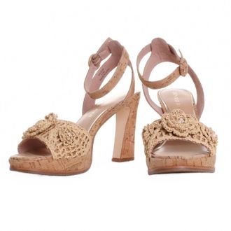 Donald J Pliner Womens Baybi Heeled Cork Sandals In Natural