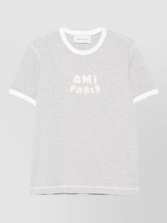 Ami logo cotton t-shirt crew neck trim