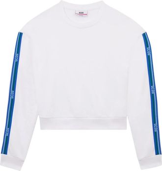GCDS Gcds, Hoodies & sweatvesten, Dames, Wit, L, Katoen, Cropped Sweatshirt