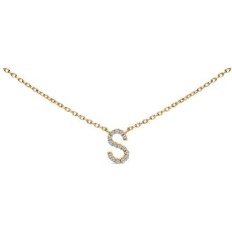 House of Brilliance 10K Yellow Gold Diamond Accent A-Z Block Initial Pendant Necklace in Yellow Gold | S at Nordstrom