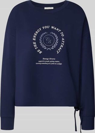 Christian Berg Sweatshirt mit B&auml;ndel und Frontprint in Dunkelblau, Gr&ouml;&szlig;e XXL