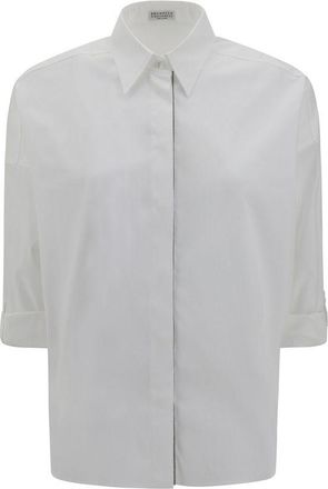 Brunello Cucinelli White Cotton Dress Womens Shirt