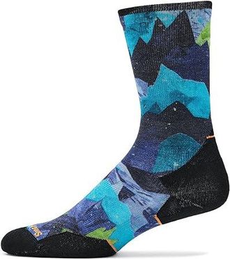 Smartwool Trail Run Targeted Cushion Summit Sector Print Crew Socks Mens Thigh High Socks Shoes Nightfall Blue : LG (Mens Shoe 9-11.5)