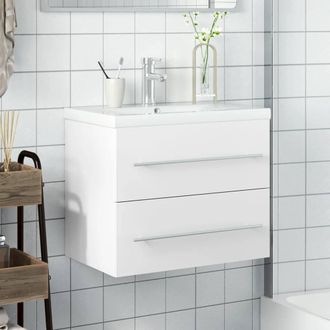 Berkfield Home Elegant Bathroom Sink Cabinet with Built-in Basin White
