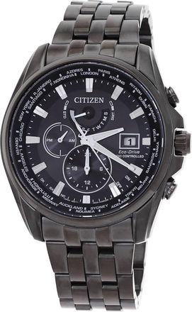 Citizen Perpetual Alarm Chronograph Quartz Black Dial Mens Watch AT9127-80E