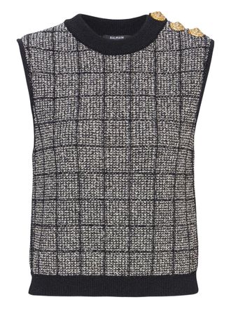Balmain Womens Tweed Tank Top
