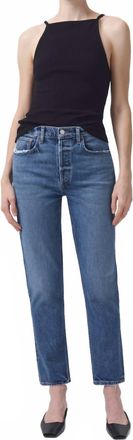 A Gold E Riley Long High Rise Straight Jeans In Moor