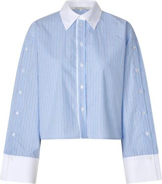 Second Female Alanis Combi Shirt - Dames - Overhemden - Blauw - XS - Katoen - Overhemden