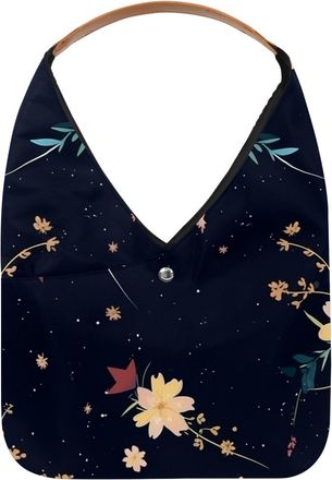 Generic Floral Night Sky Reusable Lightweight Grocery Bags - Foldable Into Compact Pouch, Washable & Sturdy, Multipurpose for Shopping and Travel