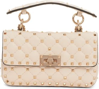 Valentino Garavani Small Rockstud Spike Leather Shoulder Bag in Light Ivory at Nordstrom