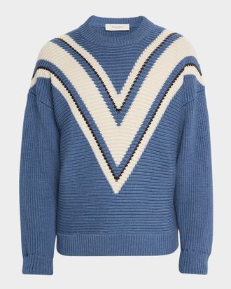 Golden Goose Men & apos;s Journey Wool Jacquard V-Style Crewneck Sweater