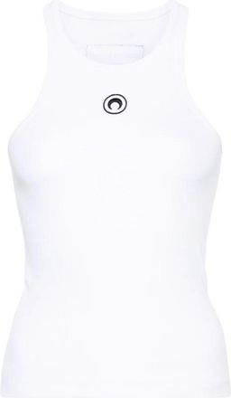 Marine Serre Canotta a coste con logo Moon - - Tops - Donna - Bianco - S