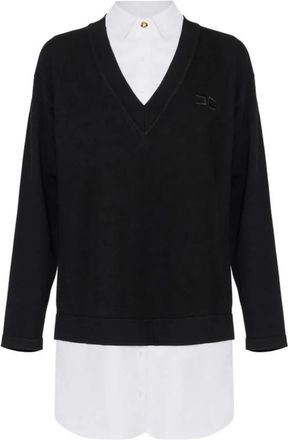 Elisabetta Franchi Viscose en Katoen Poplin Gebreide Jurk - Dames - Korte kleedjes - Zwart - XS - Katoen - Kleedjes