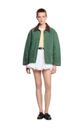 Sandro Workwear jacket in Dark Green at Nordstrom, Size 40 Eu