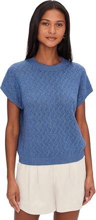 Varley Manae Pointelle Knit Top Womens Sweater Bijou Blue : XXS, Cotton/Elastane/Polyester